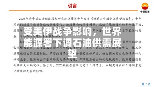 受美伊战争影响，世界能源署下调石油供需展望-第1张图片