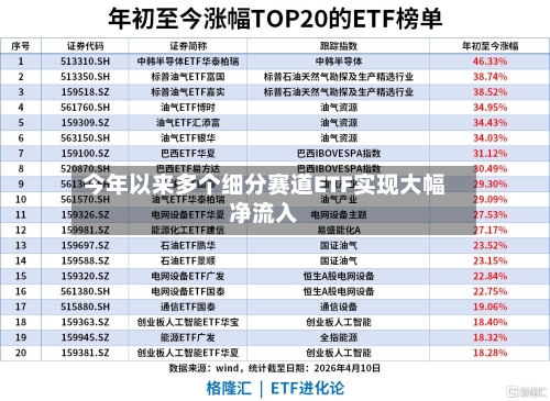 今年以来多个细分赛道ETF实现大幅净流入-第1张图片