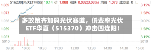 多政策齐加码光伏赛道，低费率光伏ETF华夏（515370）冲击四连阳！-第3张图片