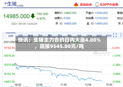 快讯：生猪主力合约日内大涨4.00%，现报9545.00元/吨-第1张图片