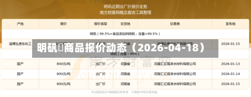 明矾	商品报价动态（2026-04-18）-第1张图片