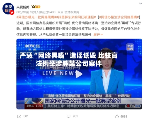 严惩“网络黑嘴	”造谣诋毁 比较高法例举涉胖某公司案件-第2张图片