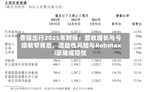 曹操出行2025年财报：营收增长与亏损收窄背后	，流动性风险与Robotaxi豪赌成隐忧-第3张图片