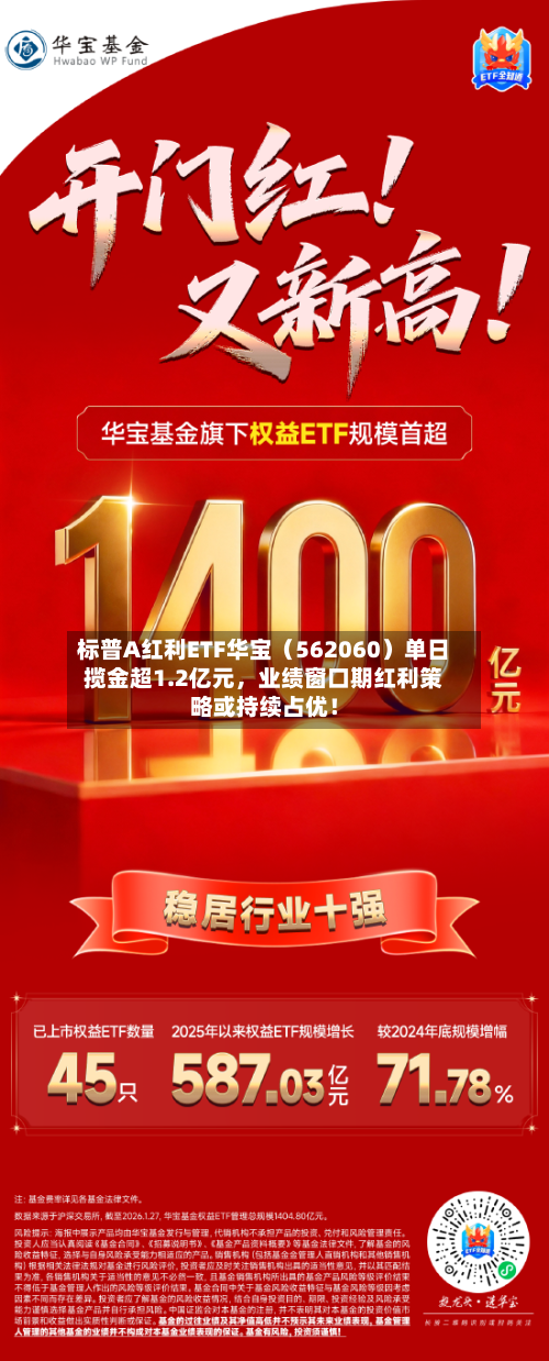 标普A红利ETF华宝（562060）单日揽金超1.2亿元，业绩窗口期红利策略或持续占优！-第2张图片