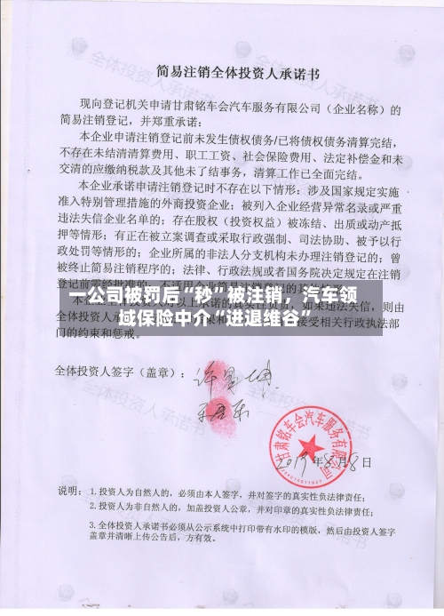 一公司被罚后“秒”被注销，汽车领域保险中介“进退维谷”-第2张图片