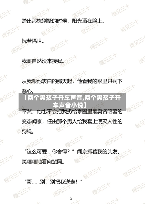 【两个男孩子开车声音,两个男孩子开车声音小说】-第1张图片